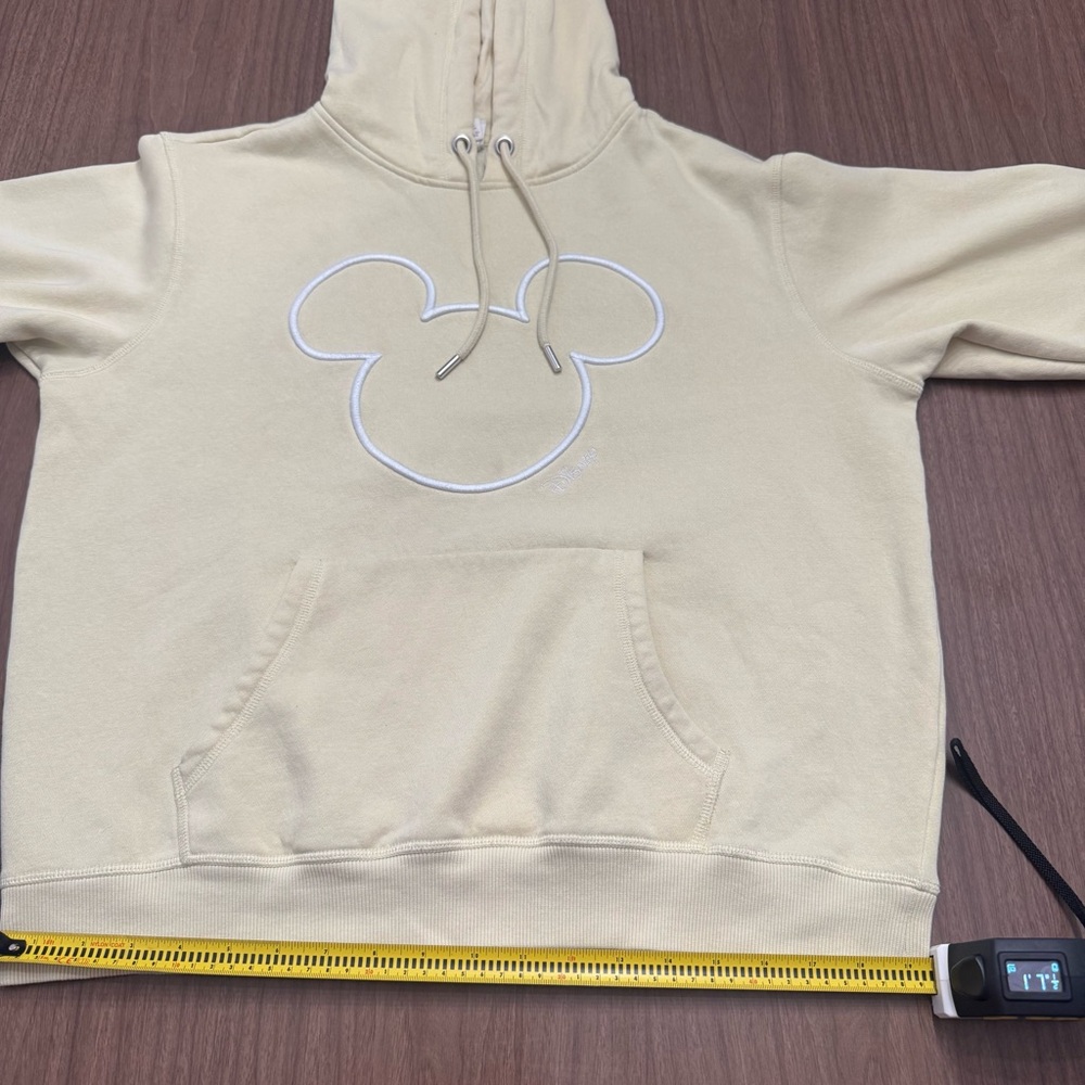 H&M Disney Mickey Mouse Women’s Medium‎ Hooded Sweatshirt Butter Yellow Casual - Picture 10 of 11